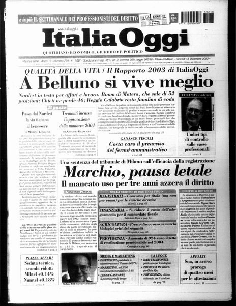 Italia oggi : quotidiano di economia finanza e politica